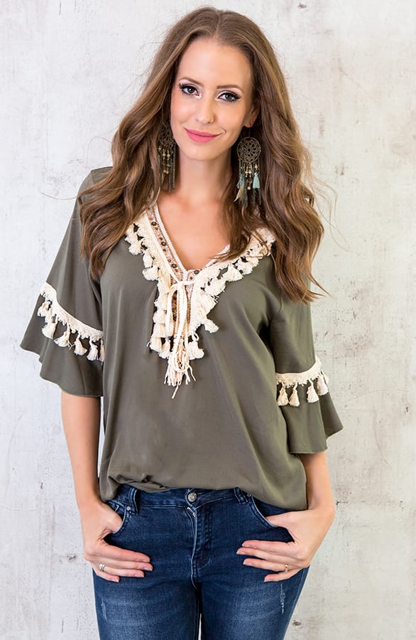 Ibiza Tassel Tuniek Army – shoparchief, foto 1