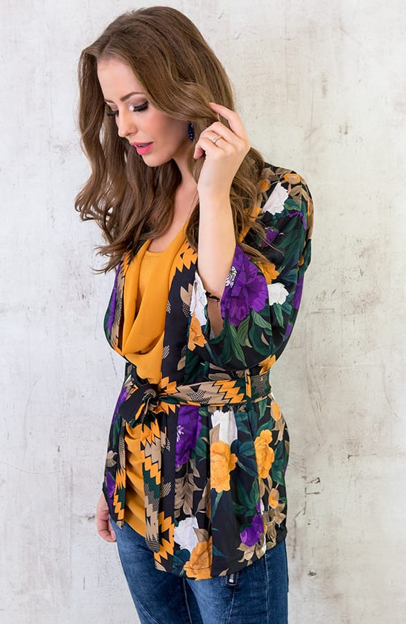 Kimono Bloemen Zwart – shoparchief, foto 3