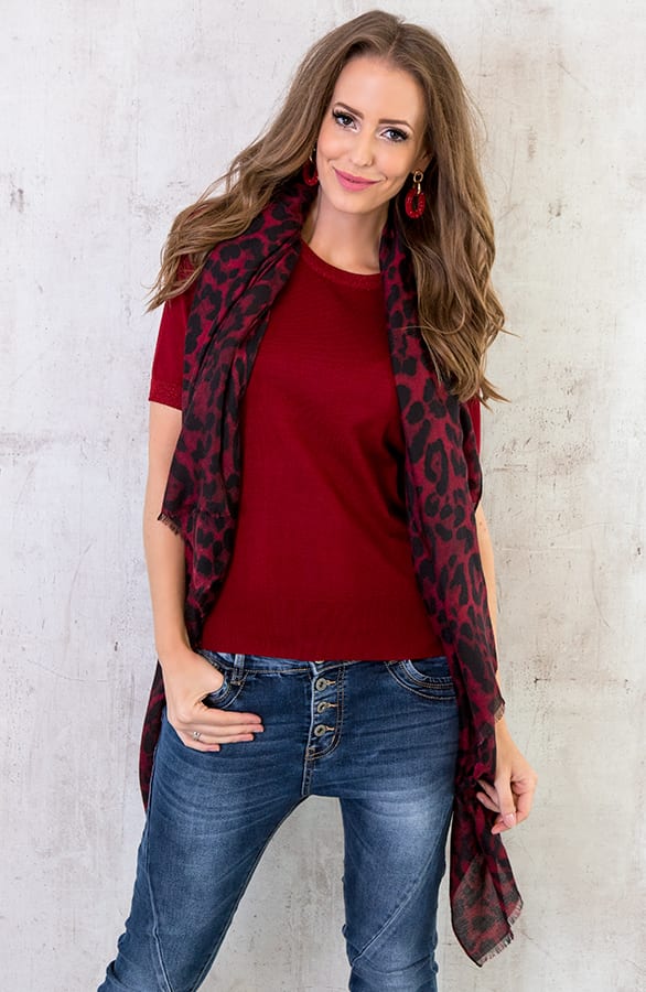 Leopard Sjaal Bordeaux – shoparchief, foto 2