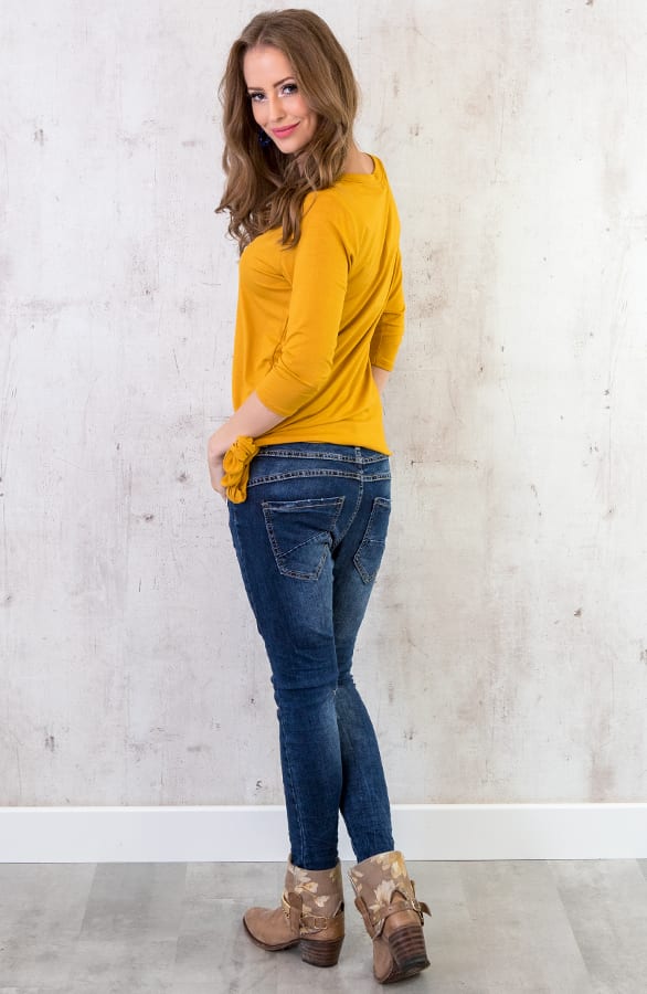 Basic Strik Shirt Okergeel – shoparchief, foto 4