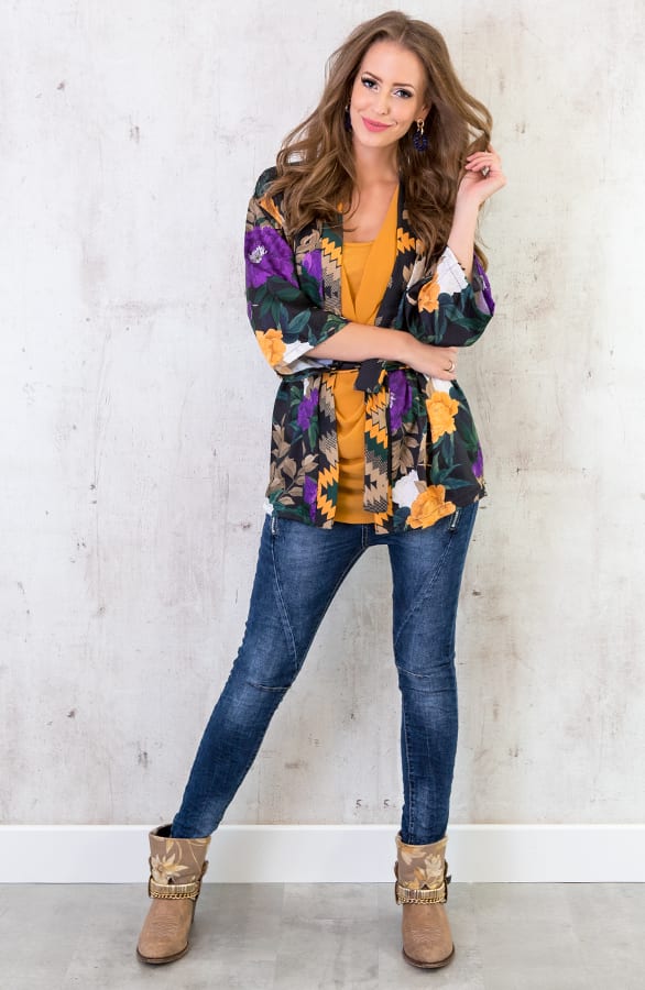 Kimono Bloemen Zwart – shoparchief, foto 4