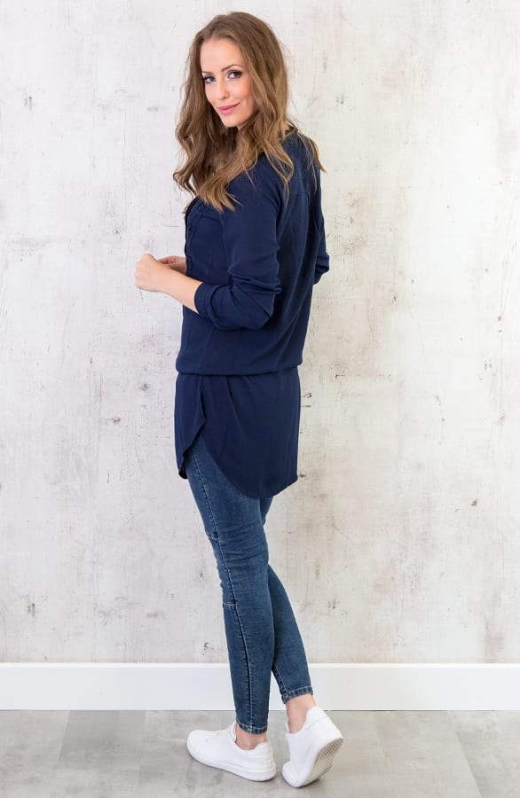 Blouse Lang Marineblauw – shoparchief, foto 3