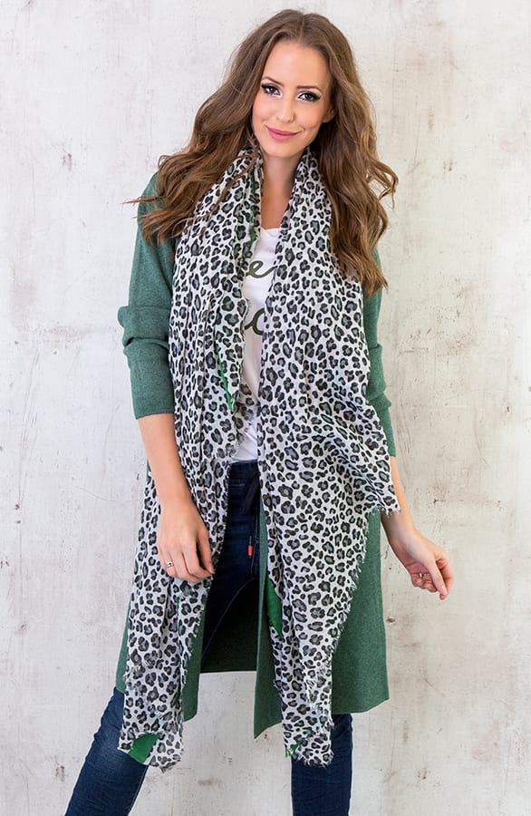 Leopard Sjaal Bies Groen – shoparchief, foto 2