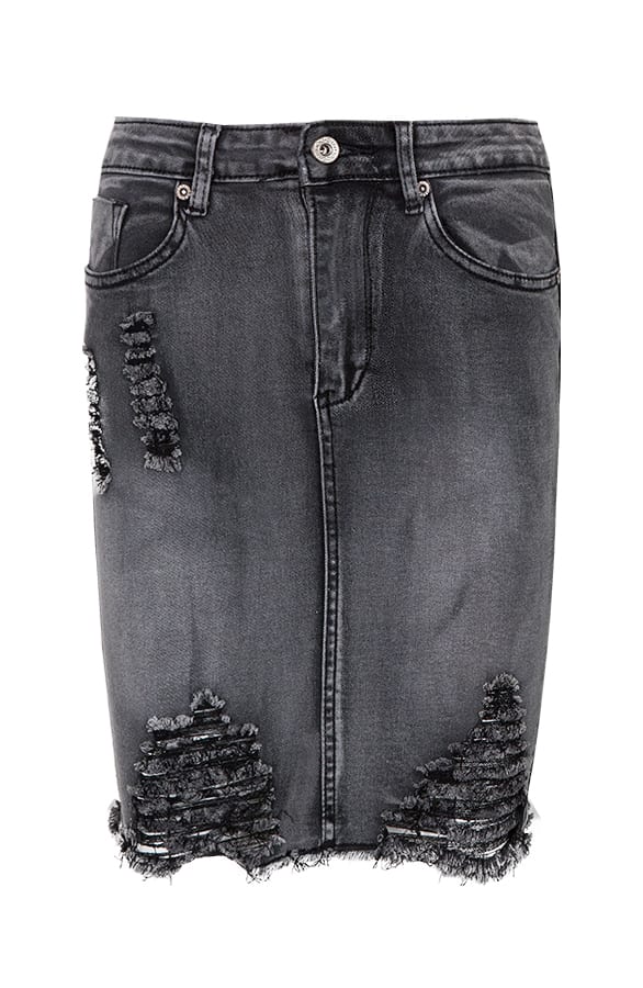 Damaged Spijkerrok Grijs – shoparchief, foto 1