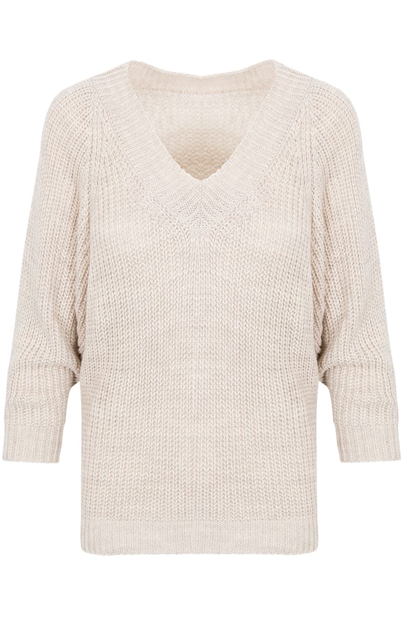 Gebreide Basic Trui Beige – shoparchief, foto 1