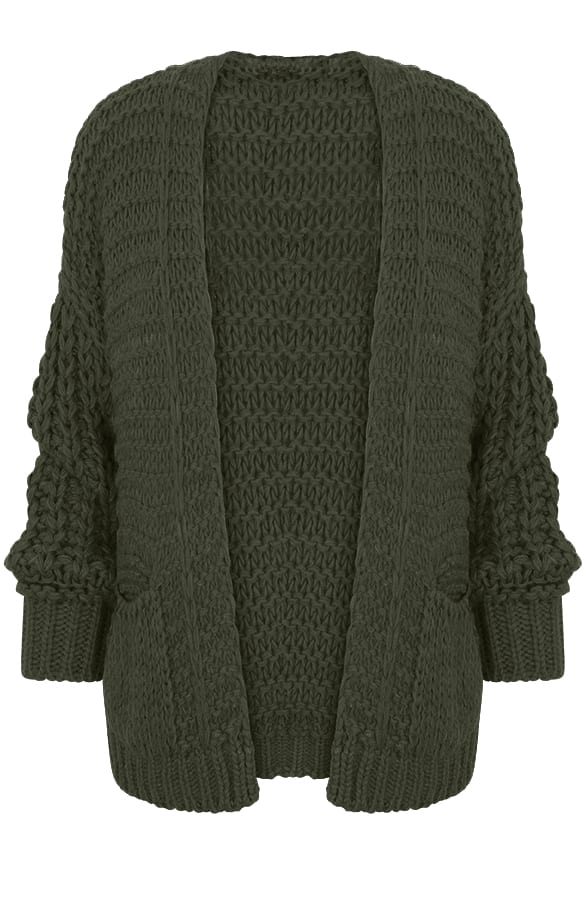 Grof Gebreid Vest Legergroen – shoparchief, foto 1