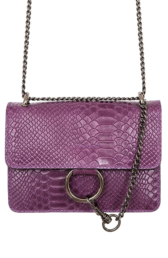 Leren Slangenprint Tas Paars – shoparchief, foto 1