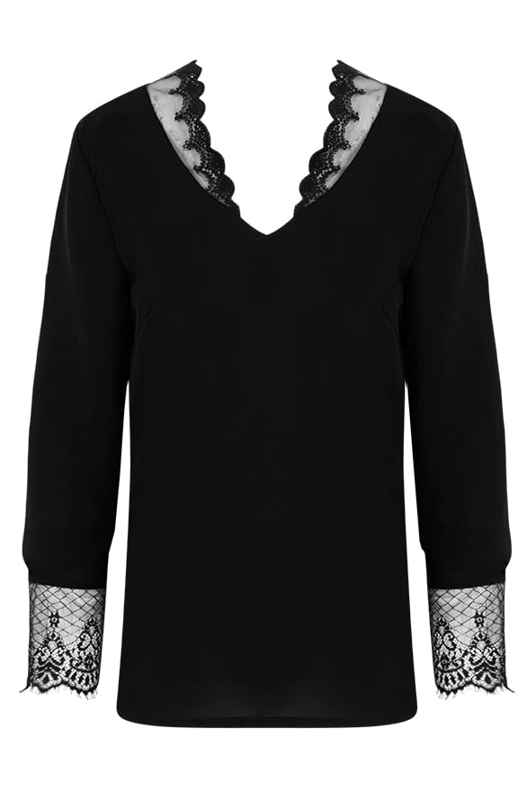 Romance Lace Blouse Zwart – shoparchief, foto 1