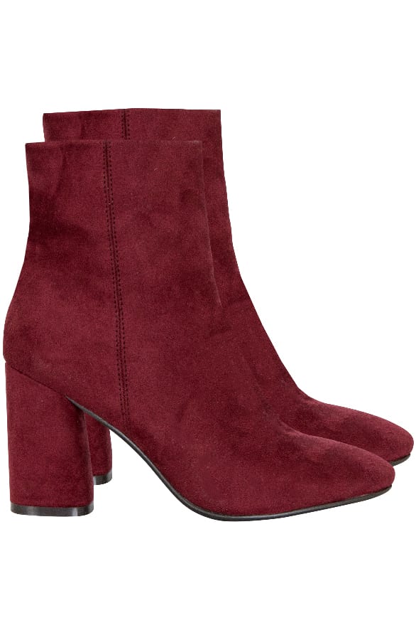 Suede enkellaarzen Bordeaux – shoparchief, foto 1