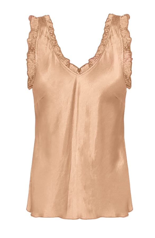 Zijde Top Ruches Camel – shoparchief, foto 1