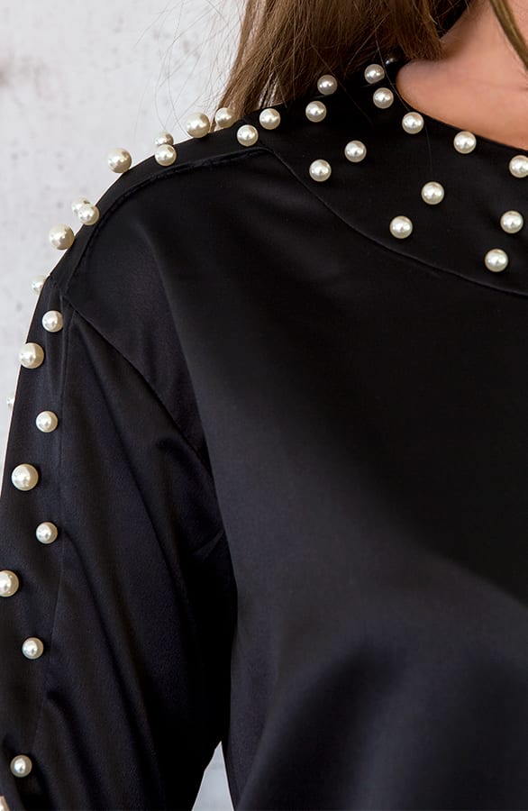 Zijde Parel Blouse Zwart – shoparchief, foto 2