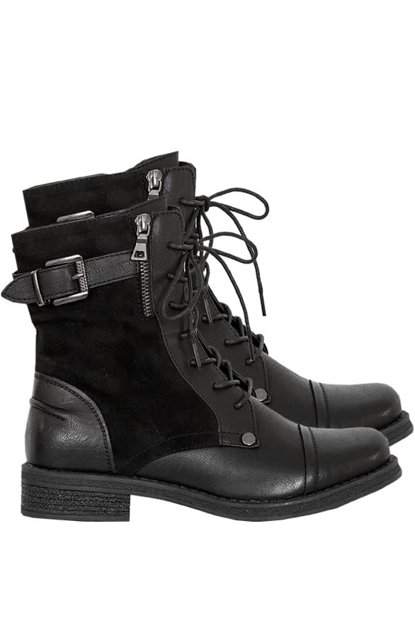 Biker Boots Suedine Zwart – shoparchief, foto 1