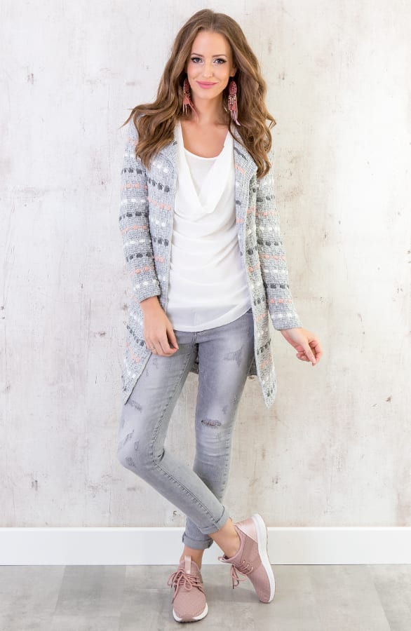 Gebreid Strepen Vest Grijs – shoparchief, foto 2