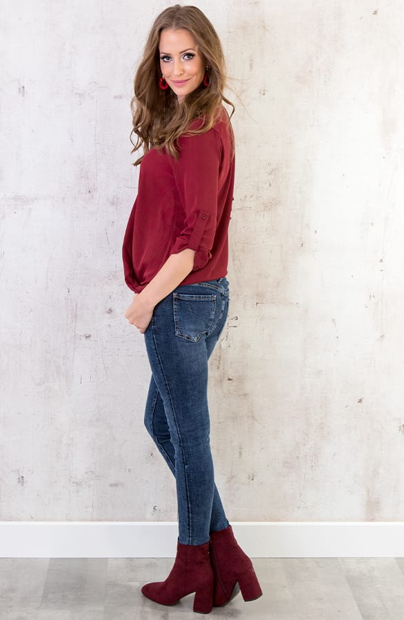 Suede enkellaarzen Bordeaux – shoparchief, foto 7