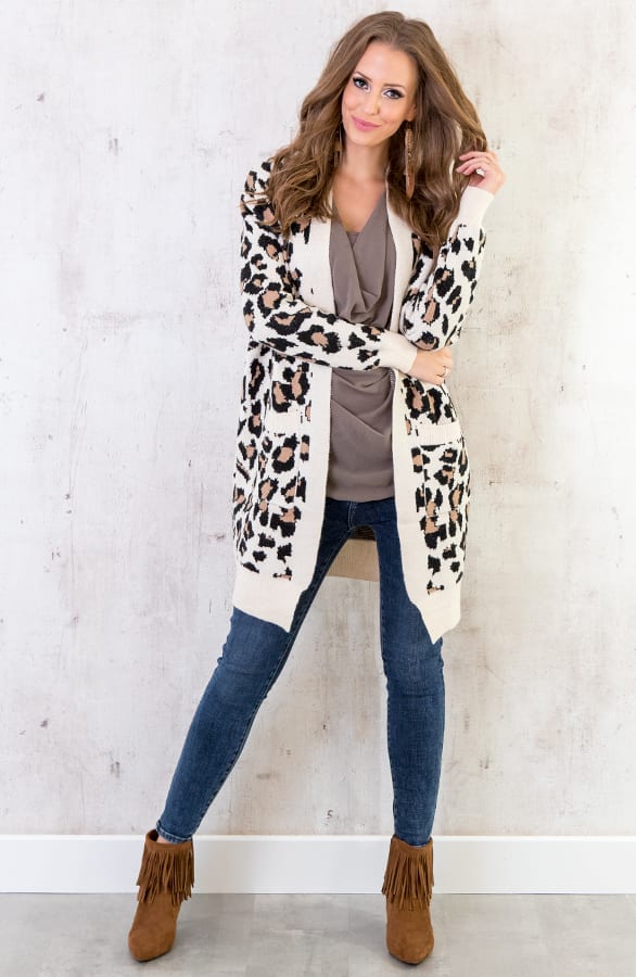 Leopard Vest Lang Creme – shoparchief, foto 3