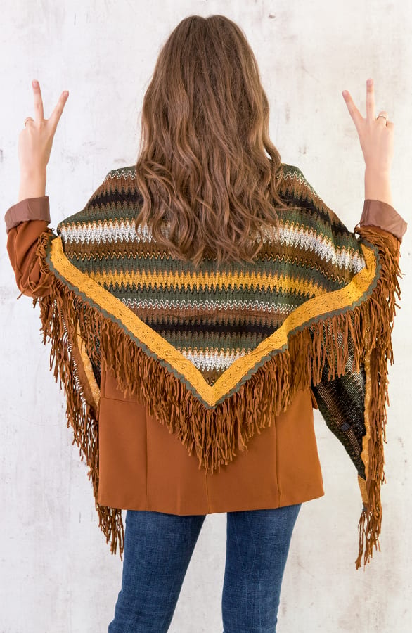 Fringe Zigzag Sjaal Cognac – shoparchief, foto 2