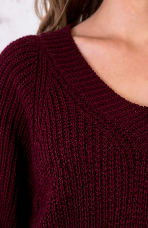 Gebreide Basic Trui Bordeaux – shoparchief, foto 4