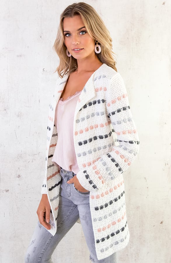 Gebreid Strepen Vest Creme – shoparchief, foto 5