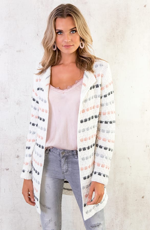 Gebreid Strepen Vest Creme – shoparchief, foto 2