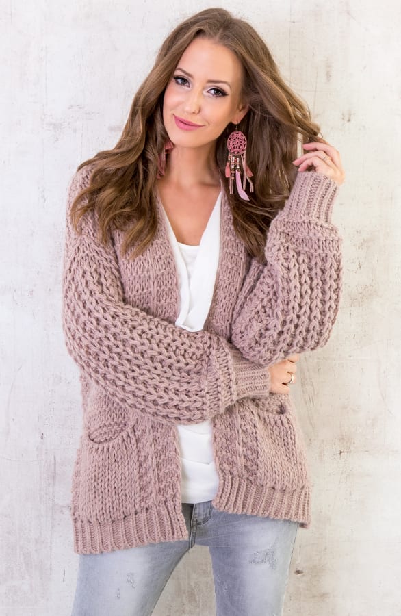 Grof Gebreid Vest Roze – shoparchief, foto 2