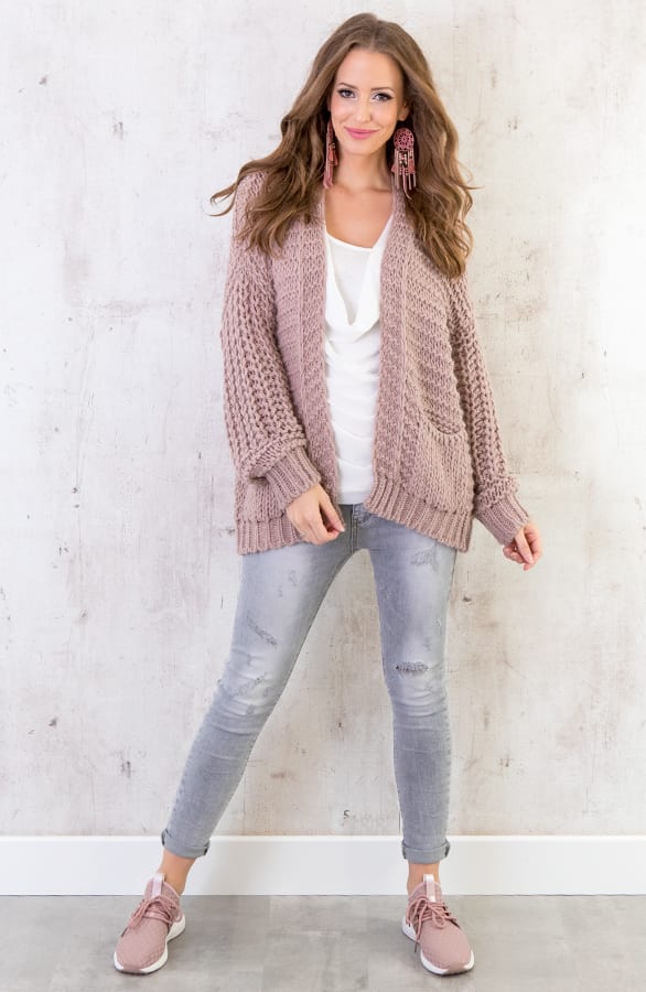 Grof Gebreid Vest Roze – shoparchief, foto 4