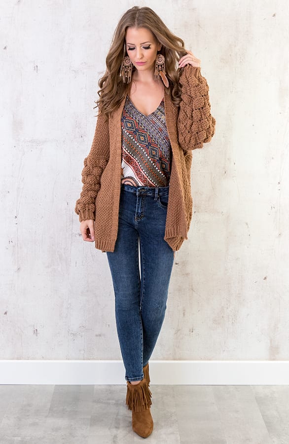 Gebreid Vest Limited Camel – shoparchief, foto 3