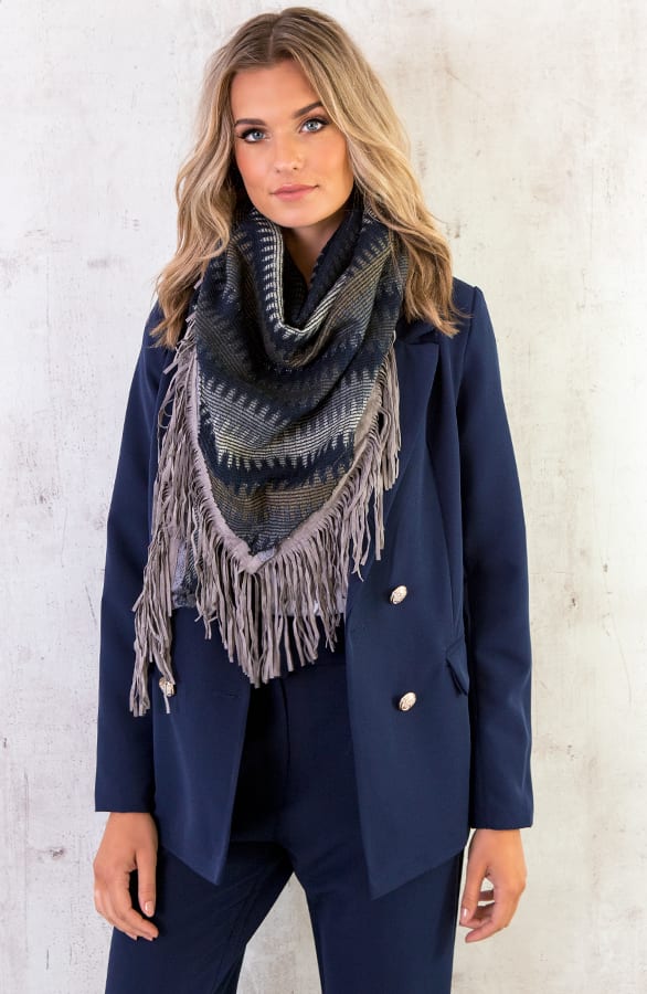 Fringe Zigzag Sjaal Marine – shoparchief, foto 4