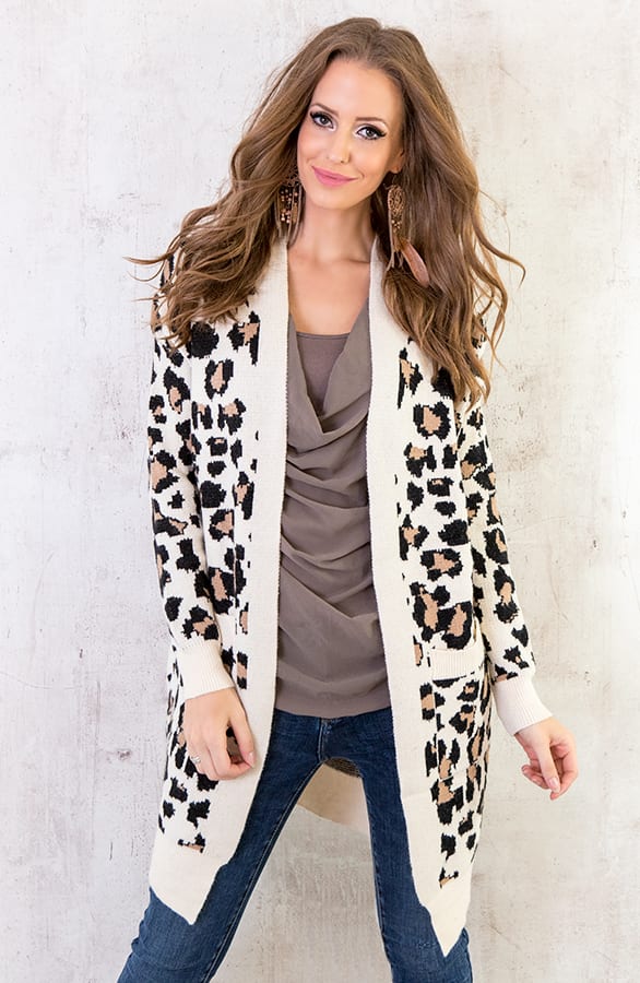 Leopard Vest Lang Creme – shoparchief, foto 2