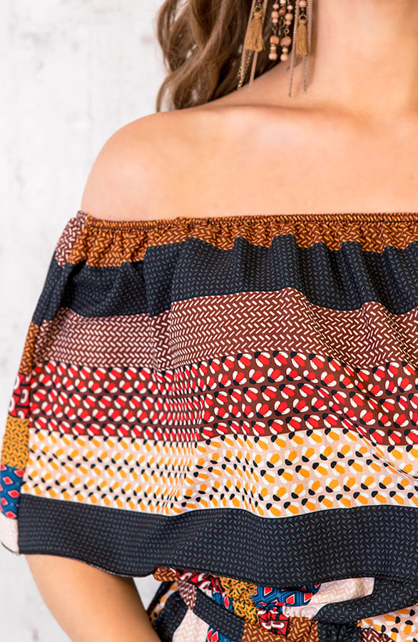Noa Patchwork Jurk Cognac – shoparchief, foto 5