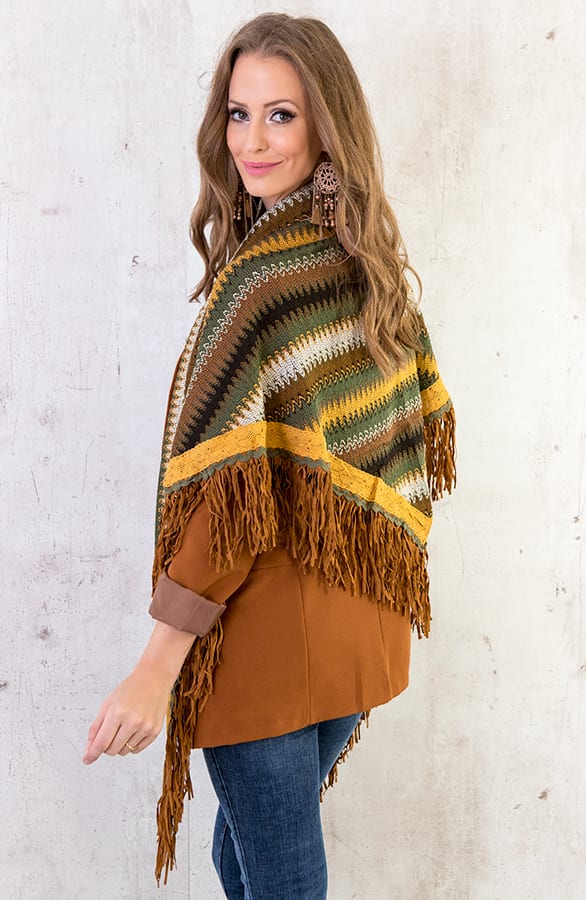 Fringe Zigzag Sjaal Cognac – shoparchief, foto 4