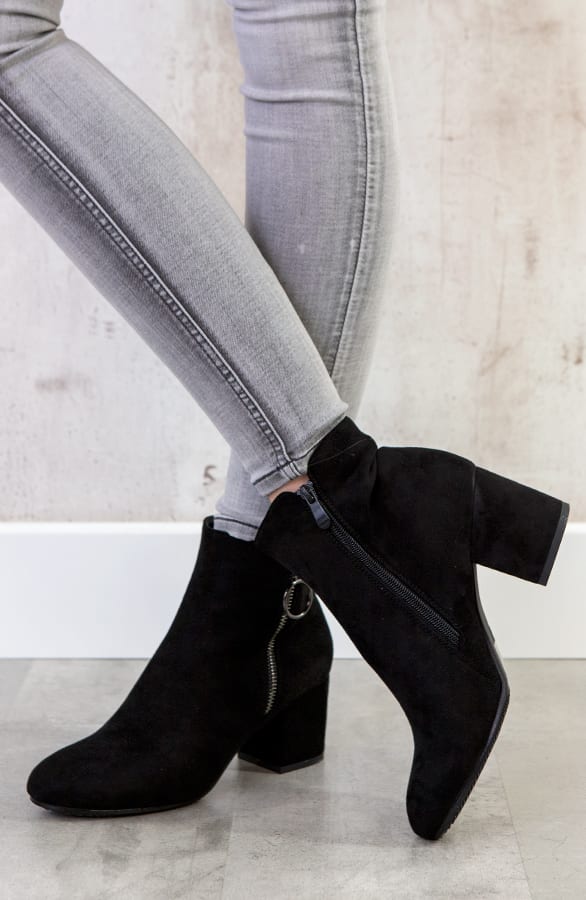 Suede Enkellaarzen Deluxe Black – shoparchief, foto 4