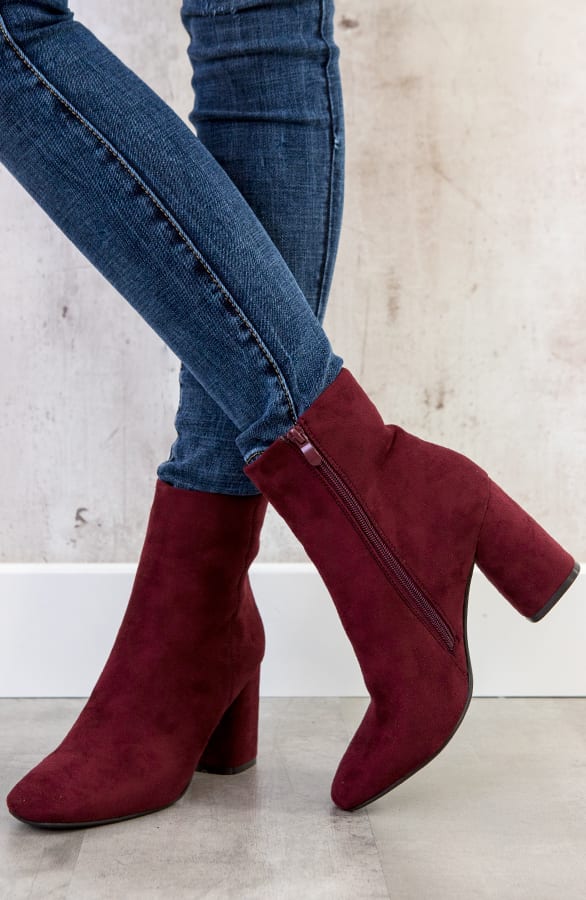 Suede enkellaarzen Bordeaux – shoparchief, foto 2