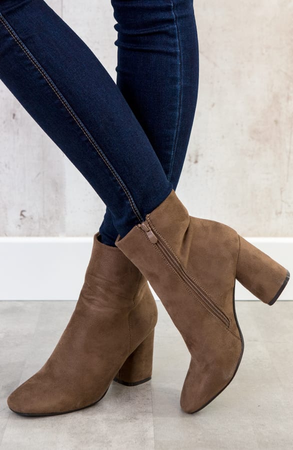 Suede enkellaarzen Taupe – shoparchief, foto 4