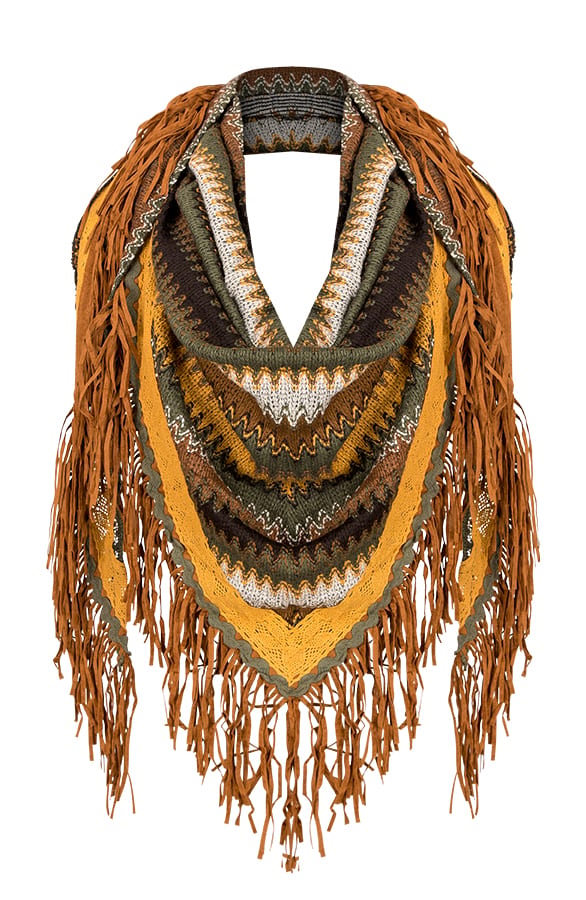 Fringe Zigzag Sjaal Cognac – shoparchief, foto 1