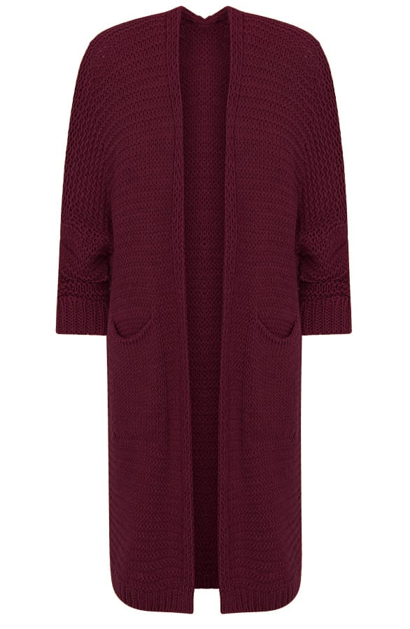 Gebreid Lang Vest Bordeaux – shoparchief, foto 1