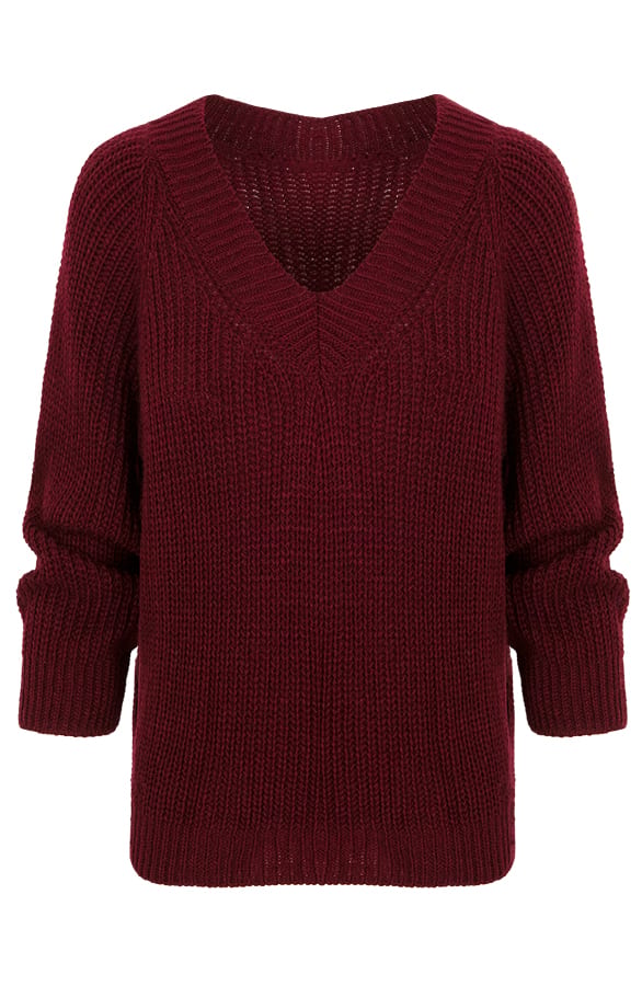 Gebreide Basic Trui Bordeaux – shoparchief, foto 1
