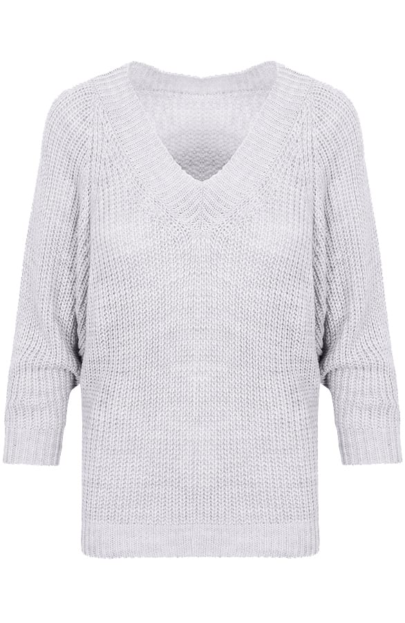 Gebreide Basic Trui Grijs – shoparchief, foto 1
