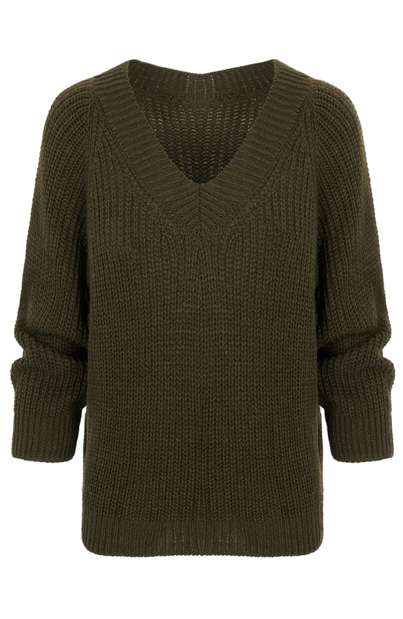 Gebreide Basic Trui Legergroen – shoparchief, foto 1