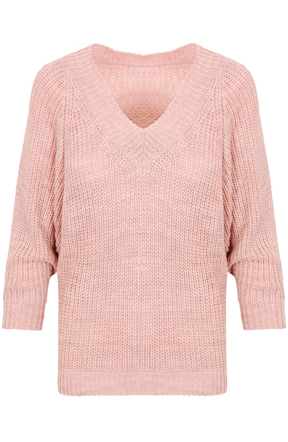 Gebreide Basic Trui Roze – shoparchief, foto 1