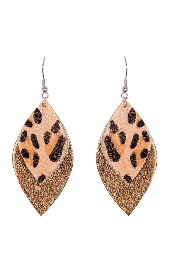 Leopard Oorbellen Blad Camel – shoparchief, foto 1