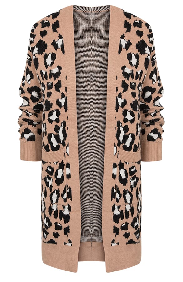 Leopard Vest Lang Camel – shoparchief, foto 1