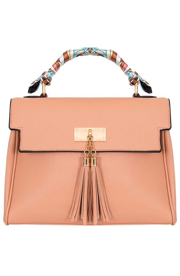 Oud Roze Handtas Met Sjaal – shoparchief, foto 1
