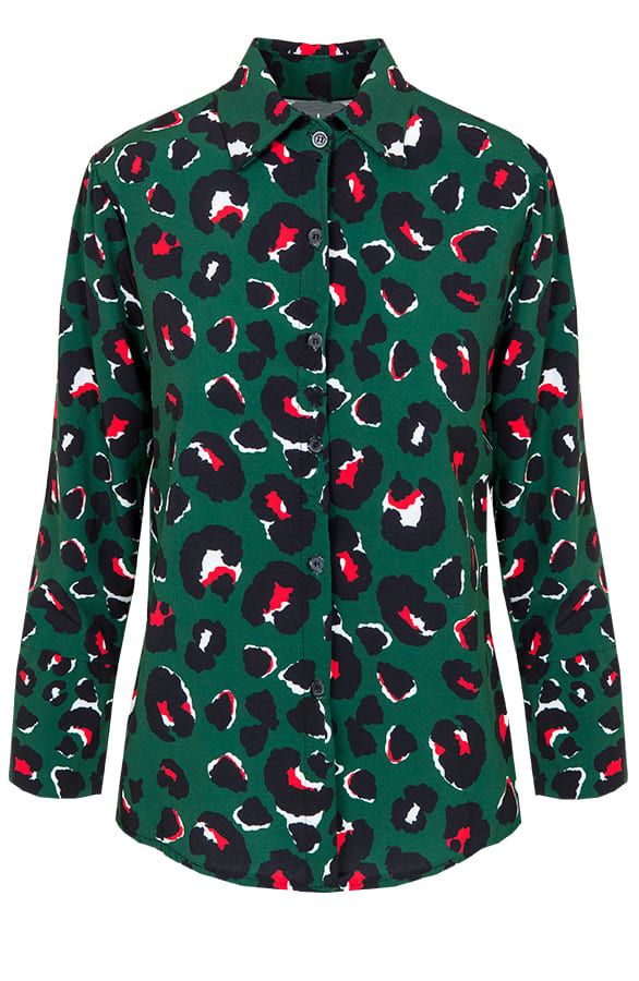 Panterprint Blouse Groen Rood – shoparchief, foto 1