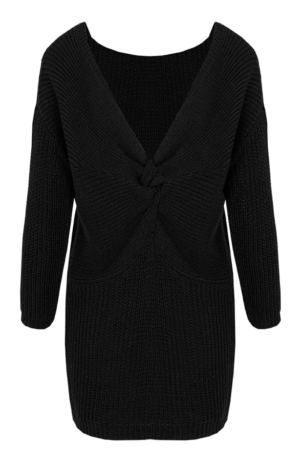 Twisted Gebreide Tuniek Zwart – shoparchief, foto 1