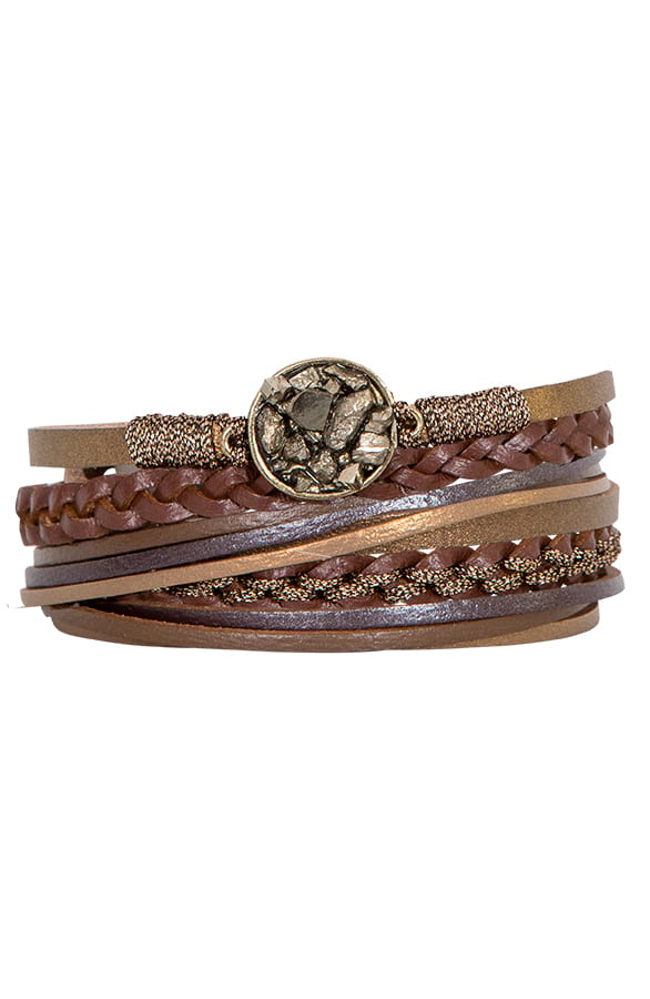 Wikkelarmband Gemstone Cognac – shoparchief, foto 1