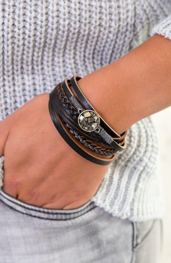 Wikkelarmband Gemstone Zwart – shoparchief, foto 2