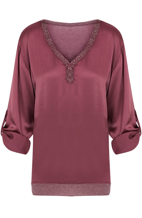 Zijde Blouse Bordeaux – shoparchief, foto 1