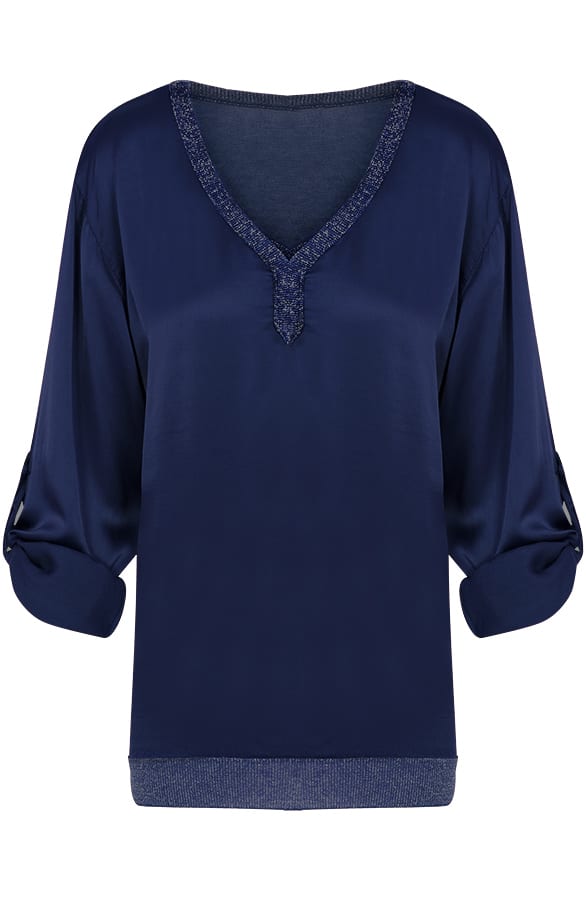 Zijde Blouse Marineblauw – shoparchief, foto 1
