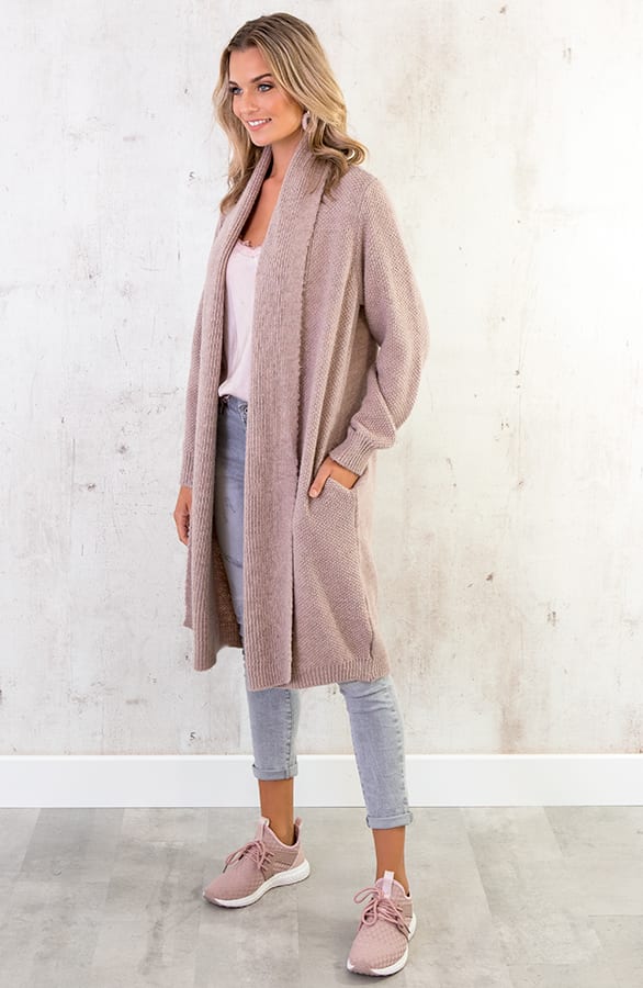 Lang Gebreid Vest Roze – shoparchief, foto 3