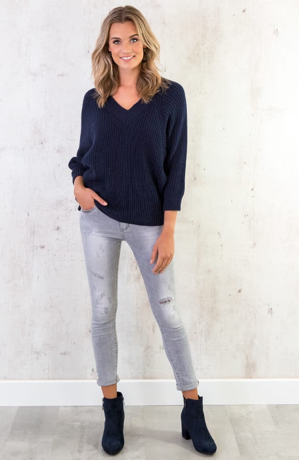 Gebreide Basic Trui Marine – shoparchief, foto 6